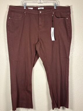 Vigoss Marley 24W Brick Red Mid Rise Crop Boot Raw Hem Jeans NWT